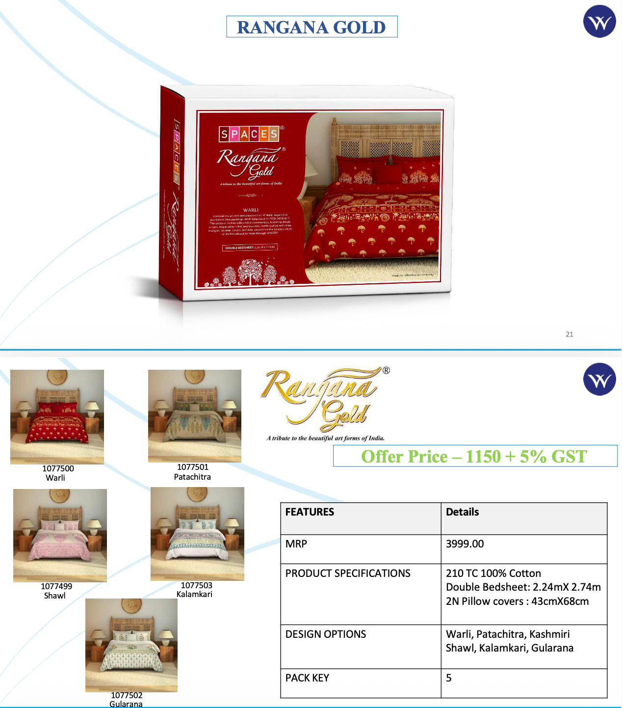 Welspun Rangana Gold Bedsheet
