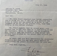 A typewritten and signed letter from the actor Cary Grant