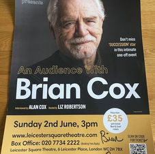 A poster from An Audience with Brian Cox featuring a photograph of the actor