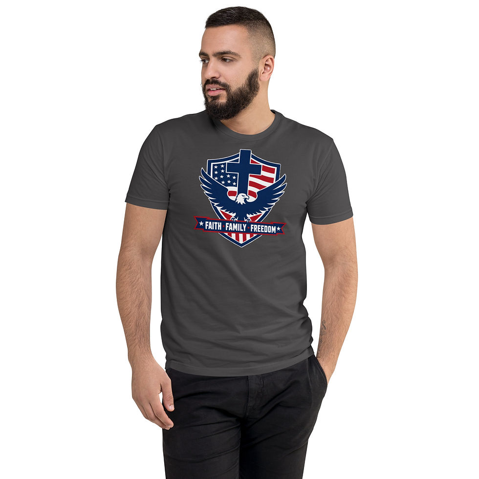 Thumbnail: Faith Family Freedom – Men’s Fitted T‑Shirt | Faith & Freedom Collection