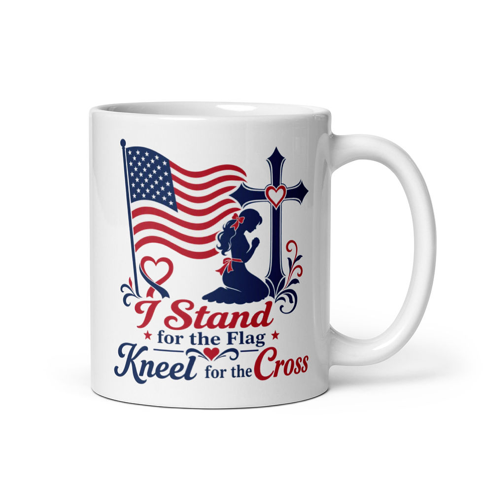Thumbnail: I Stand for the Flag Kneel for the Cross Double Sided White glossy mug