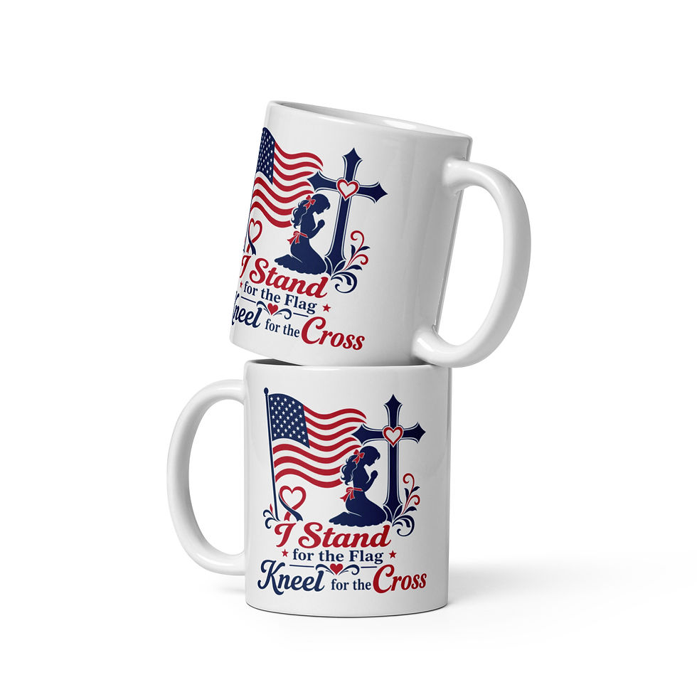 Thumbnail: I Stand for the Flag Kneel for the Cross Double Sided White glossy mug