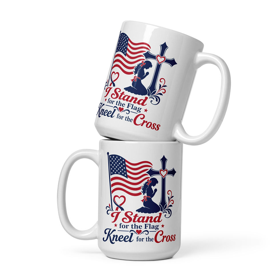 Thumbnail: I Stand for the Flag Kneel for the Cross Double Sided White glossy mug