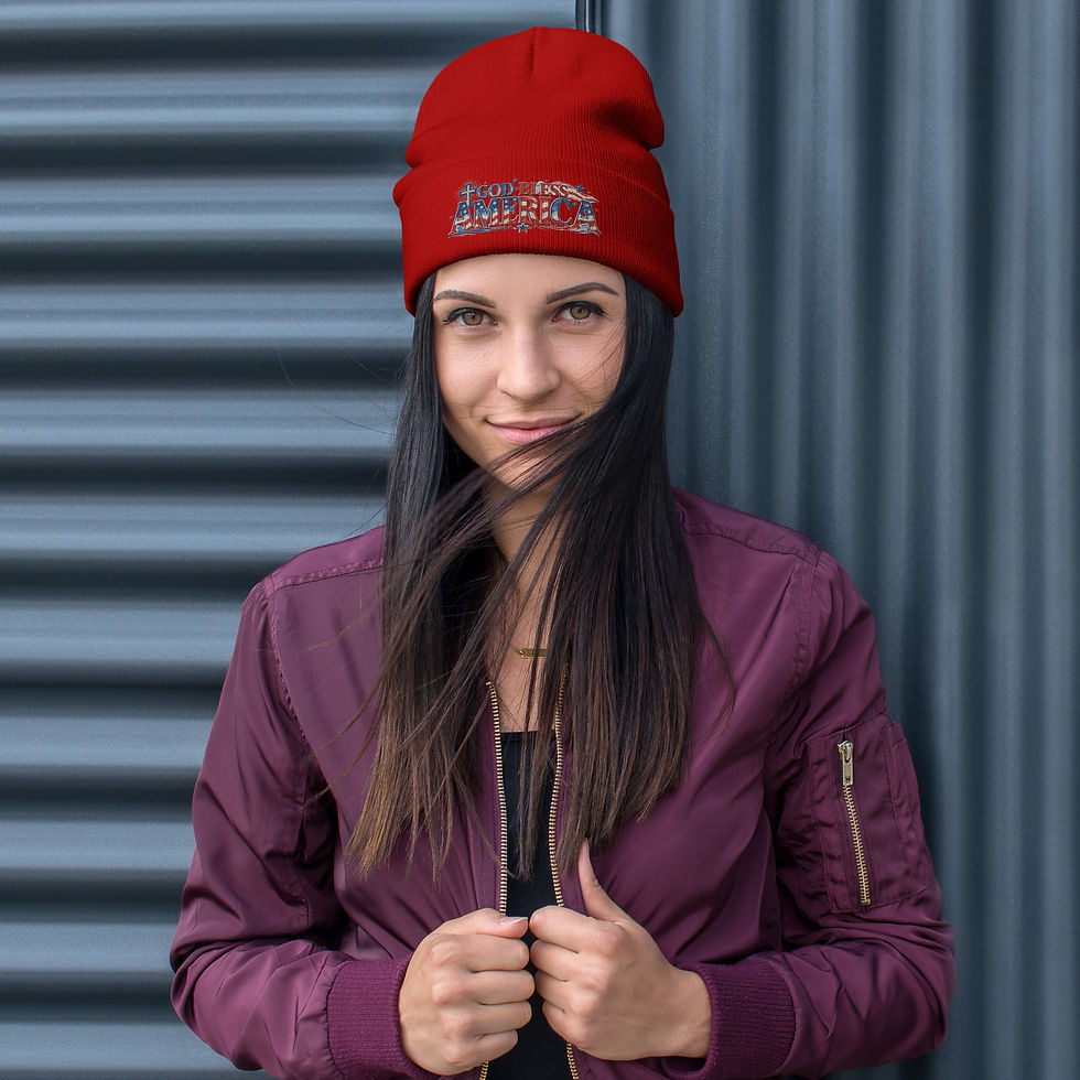 Thumbnail: God Bless America Embroidered Beanie | Faith & Freedom Collection