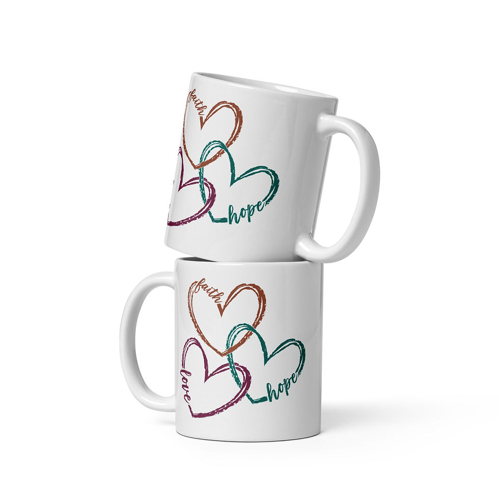 Thumbnail: Valentines Collection-Faith, Hope, Love-White glossy mug