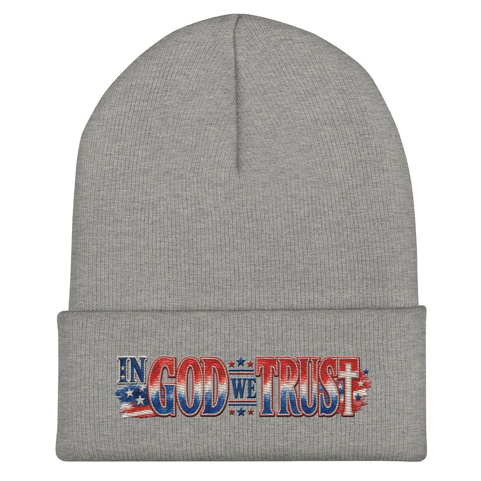 Thumbnail: In God We Trust Cuffed Beanie | Christian Patriotic Embroidered Hat