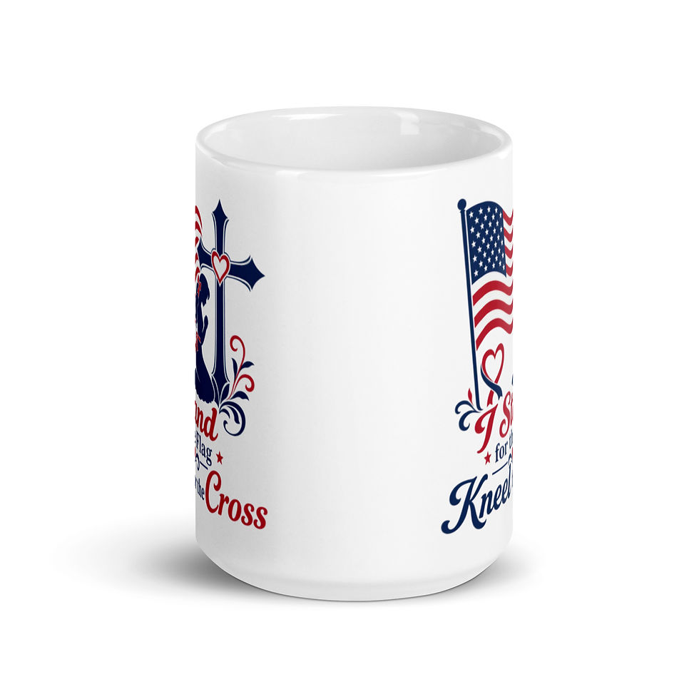 Thumbnail: I Stand for the Flag Kneel for the Cross Double Sided White glossy mug