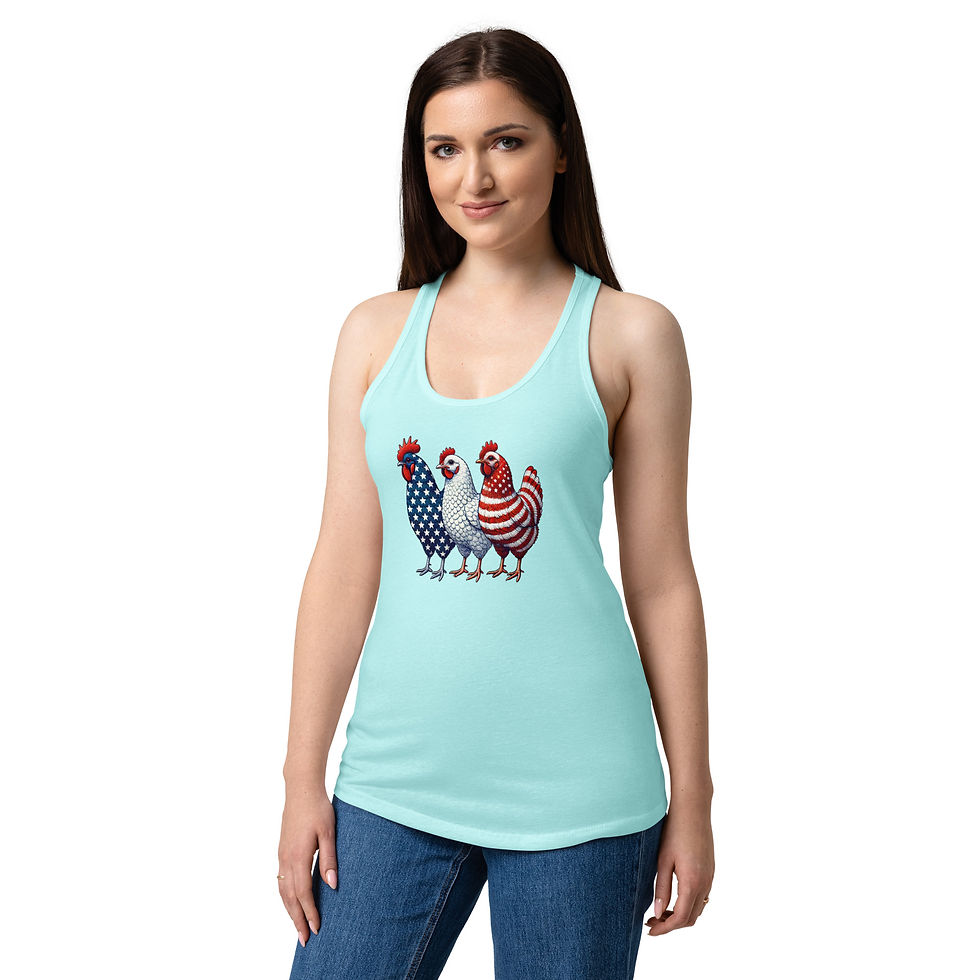 Thumbnail: Freedom Collection-Red, White, and Blue Chickens-Women’s racerback tank top