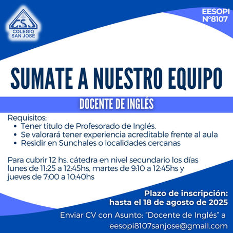 Búsqueda laboral: Docente de Inglés