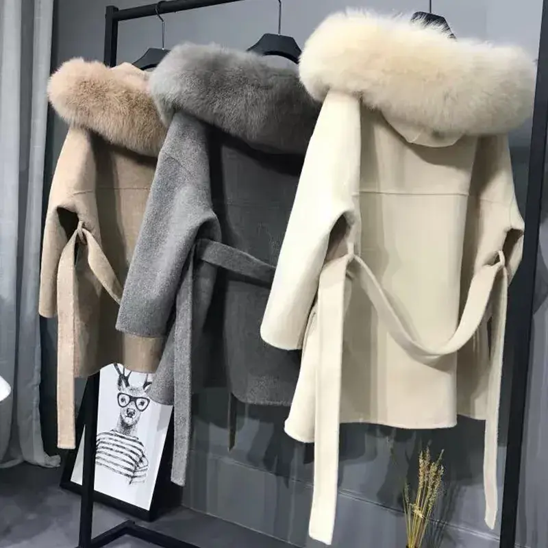 Cashmere Jacket Women Ladies Hand Made Women Fox Fur