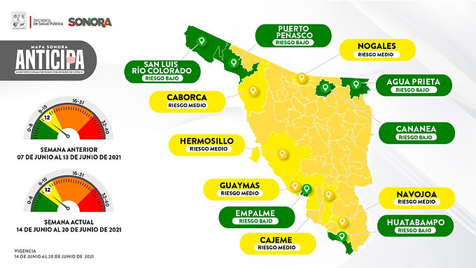 Continua Hermosillo en amarillo en el Mapa Sonora Anticipa
