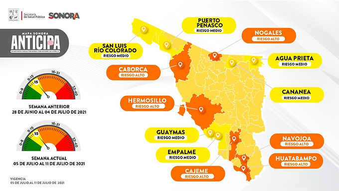 Hermosillo avanza hacia el color rojo en el Mapa Sonora Anticipa