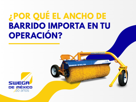 Barredora vial de alto rendimiento Swega de México realizando limpieza urbana por ancho de barrido en avenida principal