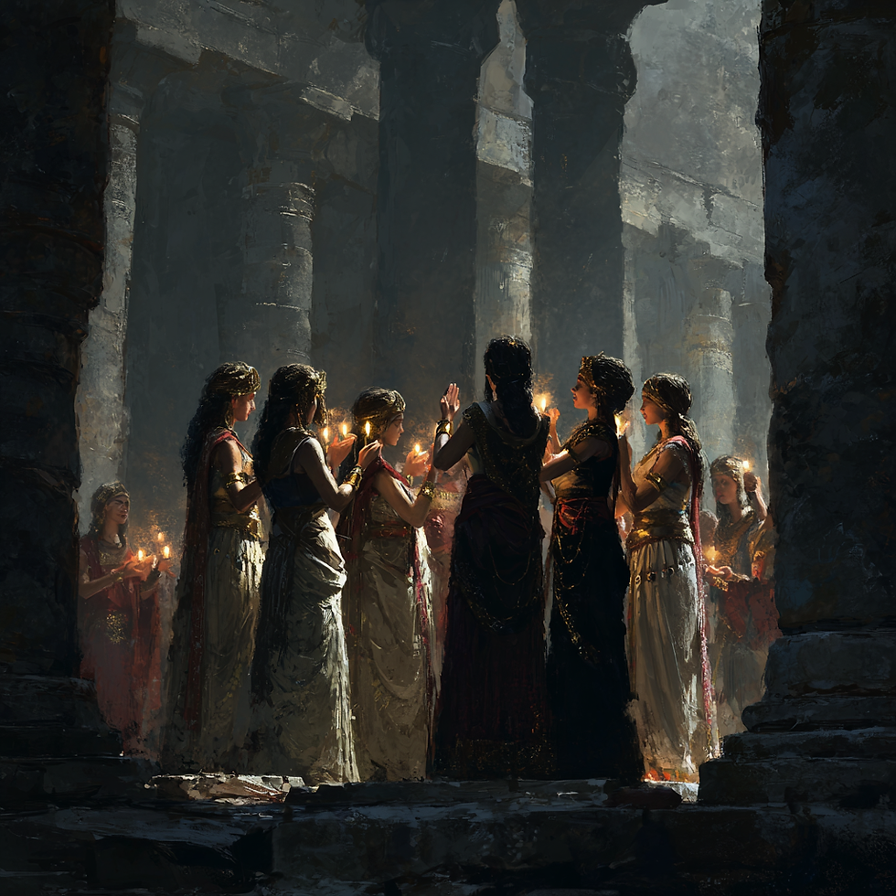 ancient priestesses coming together in union