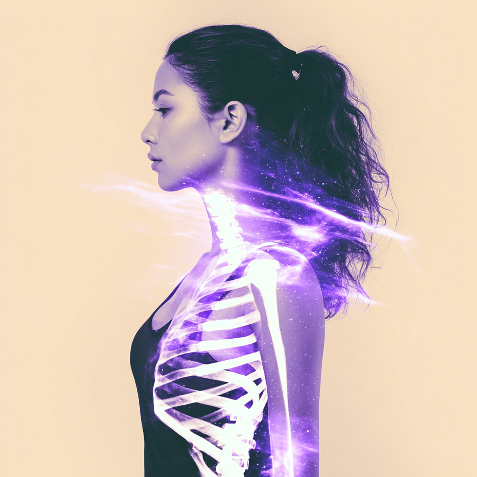 woman with glowing skeletal system