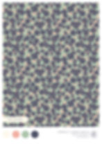 A deep blue floral all over non directional repeating pattern of blossom and leaves