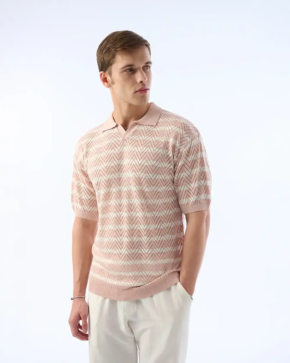 Oversize Kesim, Çizgi Desenli, Örme Delikli Triko