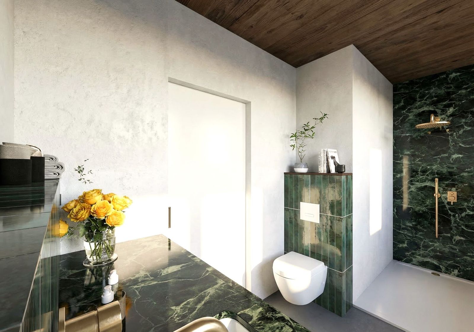 Salle de bains marbre vert