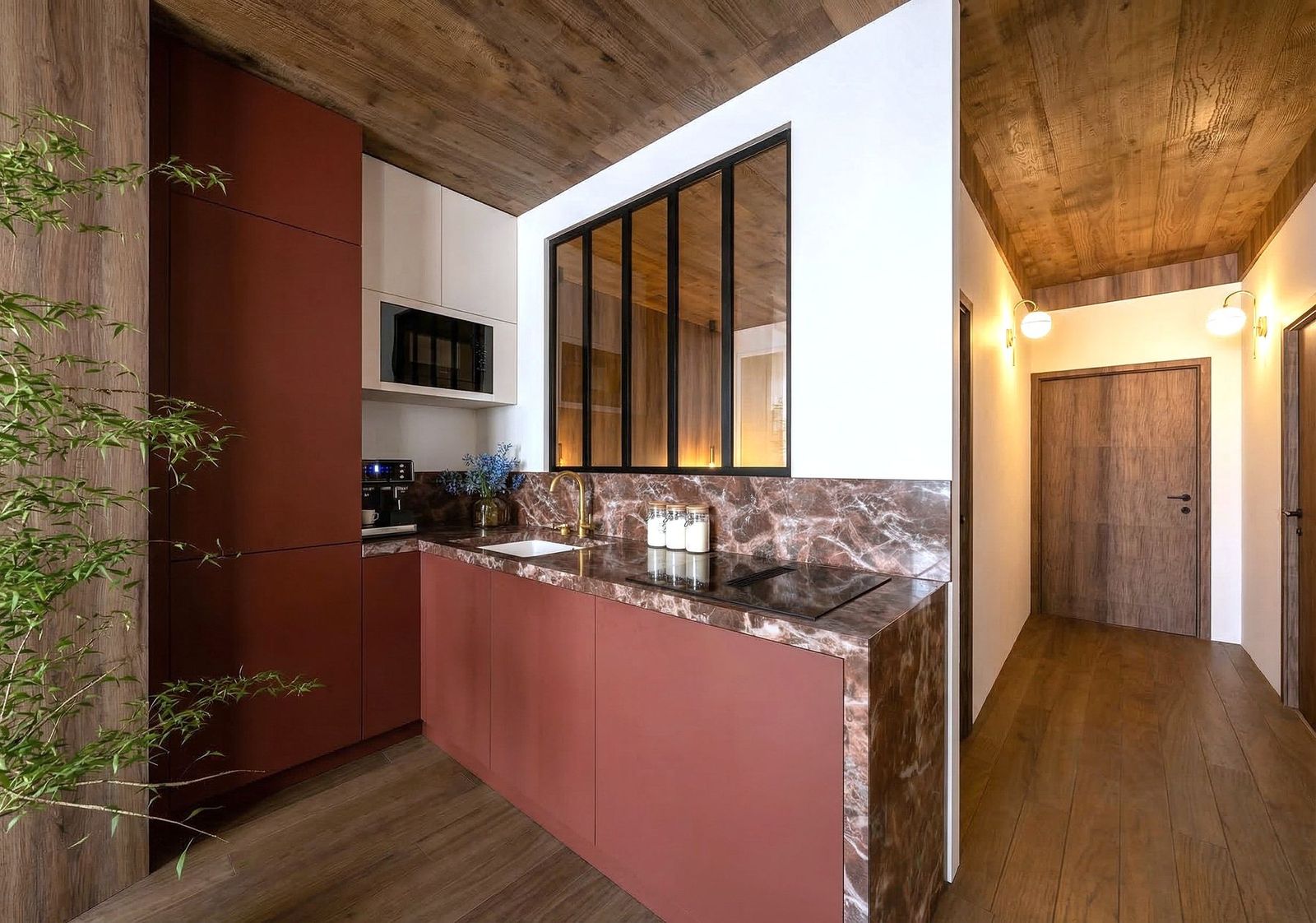 Cuisine en marbre rouge