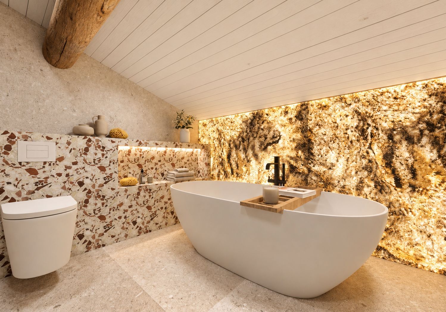 Salle de bains onyx rétroéclairé
