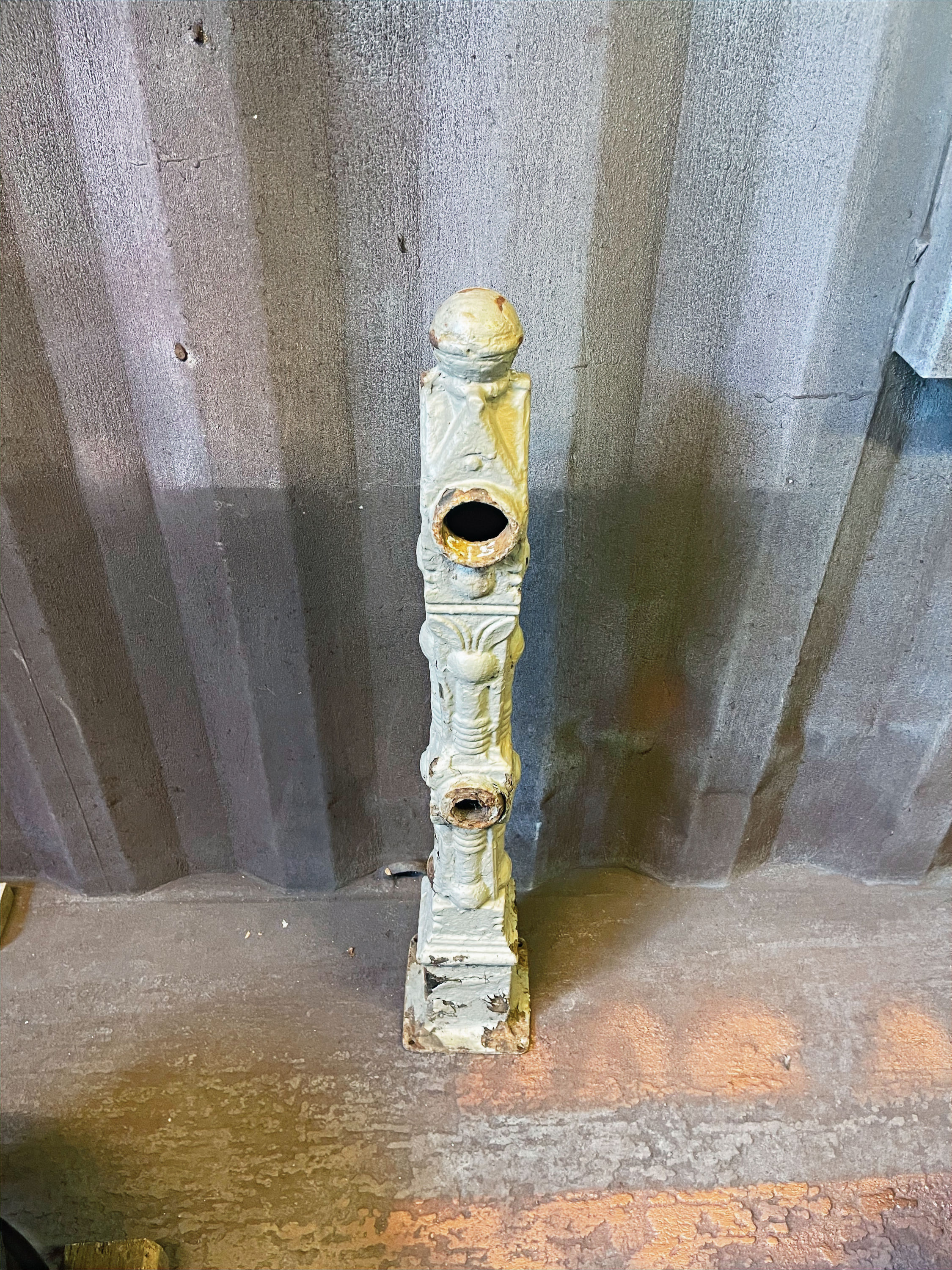 cathedral top ornamental cast iron "Chicago style" newel post