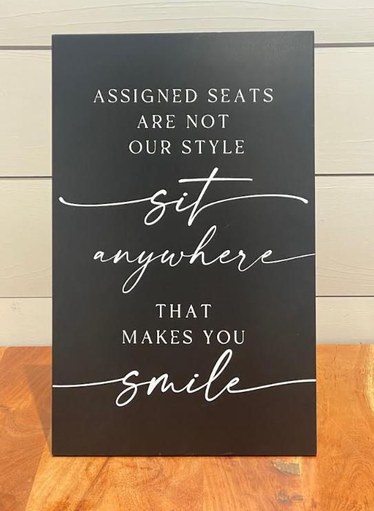 Black White Seating Sign
