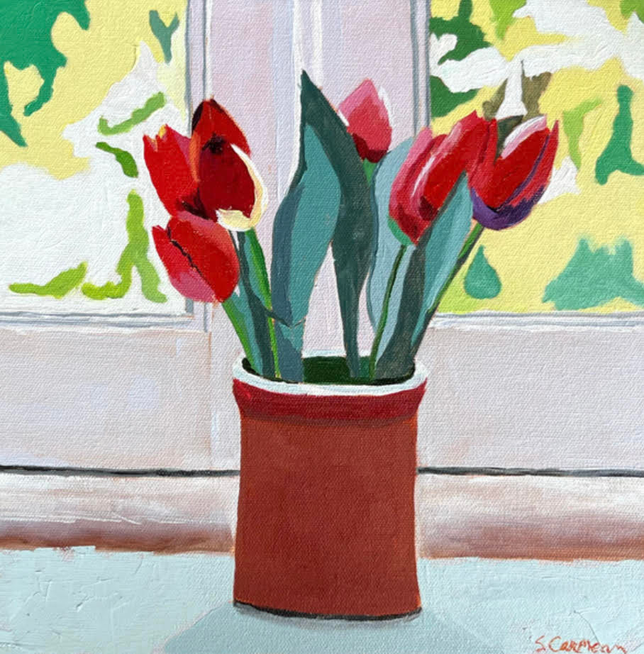 Tulips In The Window oil painting by Steve Carmean