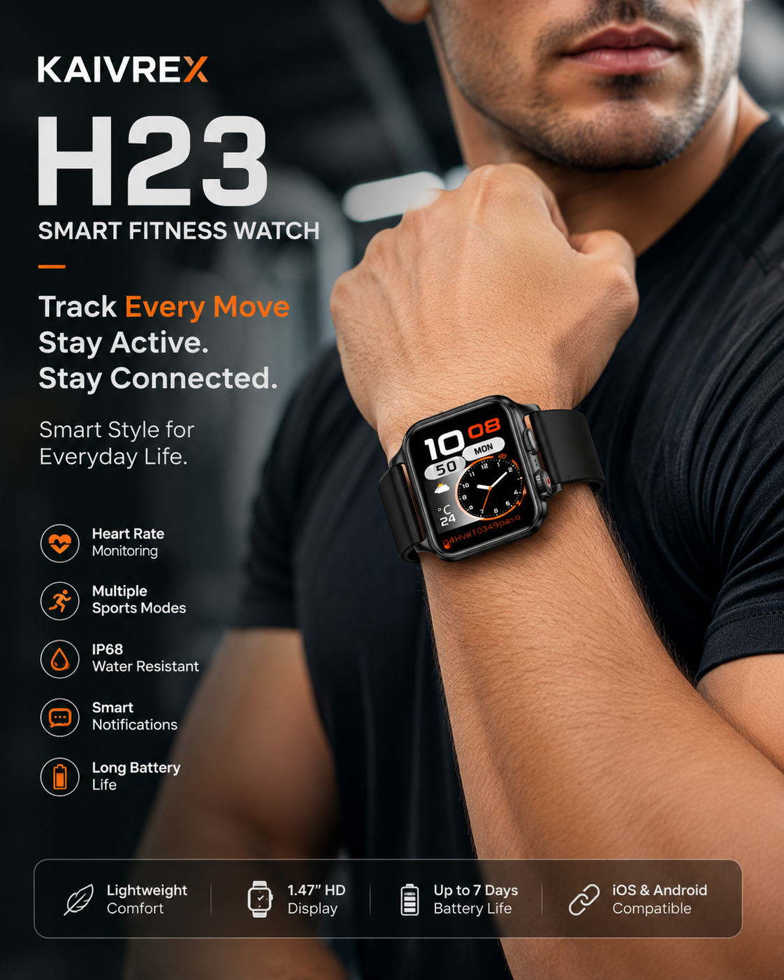 Kaivrex H23 Smart Fitness Watch