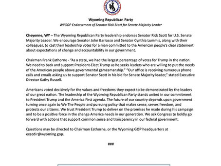 WYGOP Endorsement of Senator Rick Scott for Senate Majority Leader