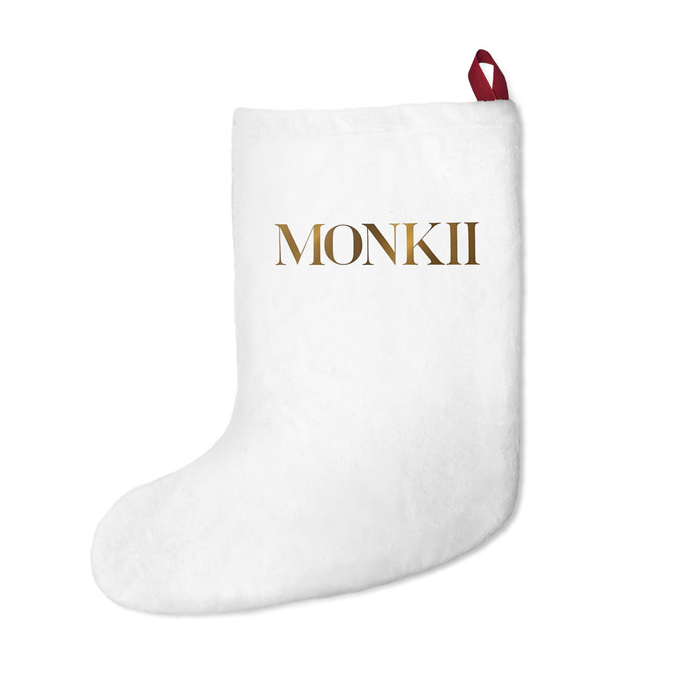 Thumbnail: White Elegant MONKII Christmas Stockings - Holiday Decor Gift