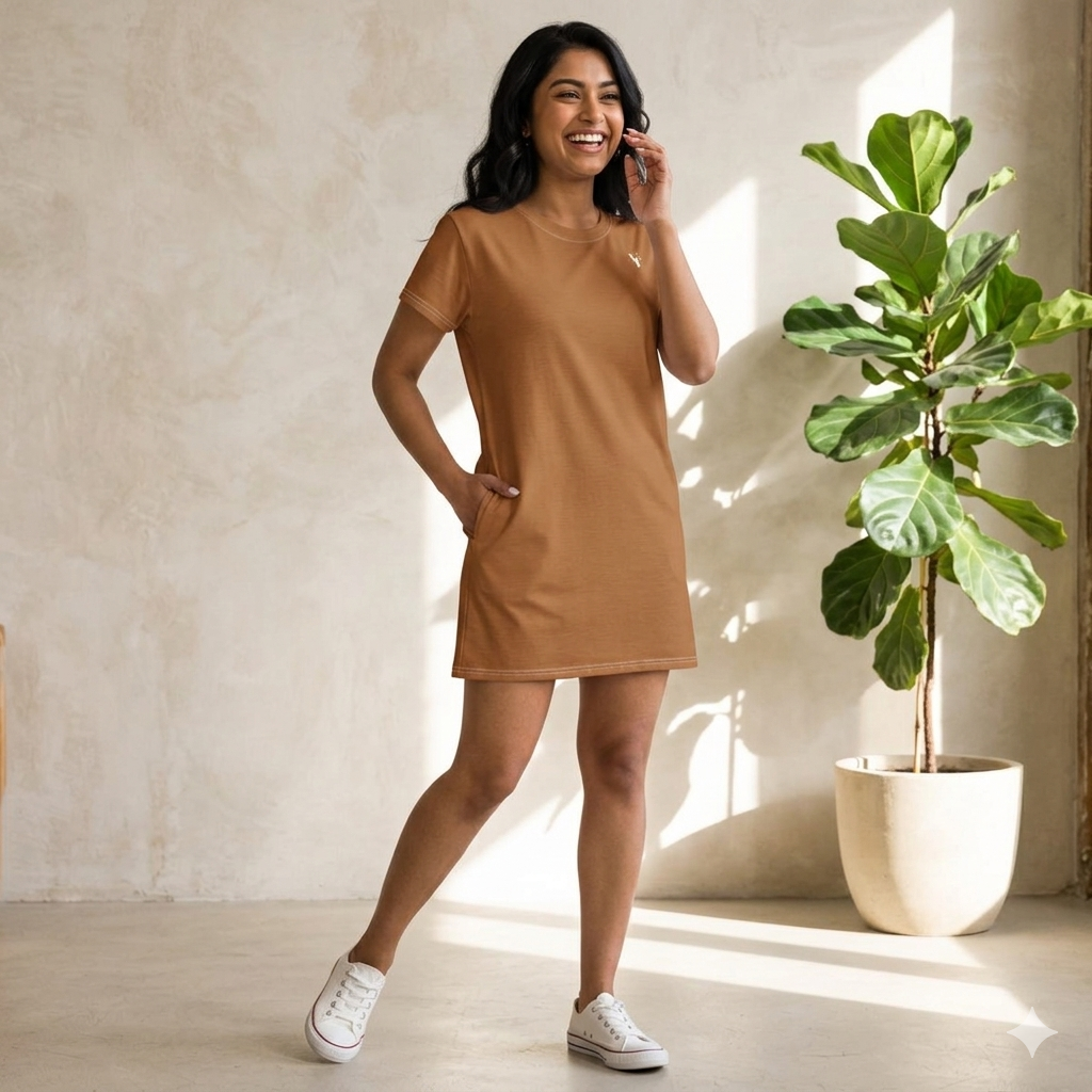 Light Brown MONKII Fashion T-Shirt Dress