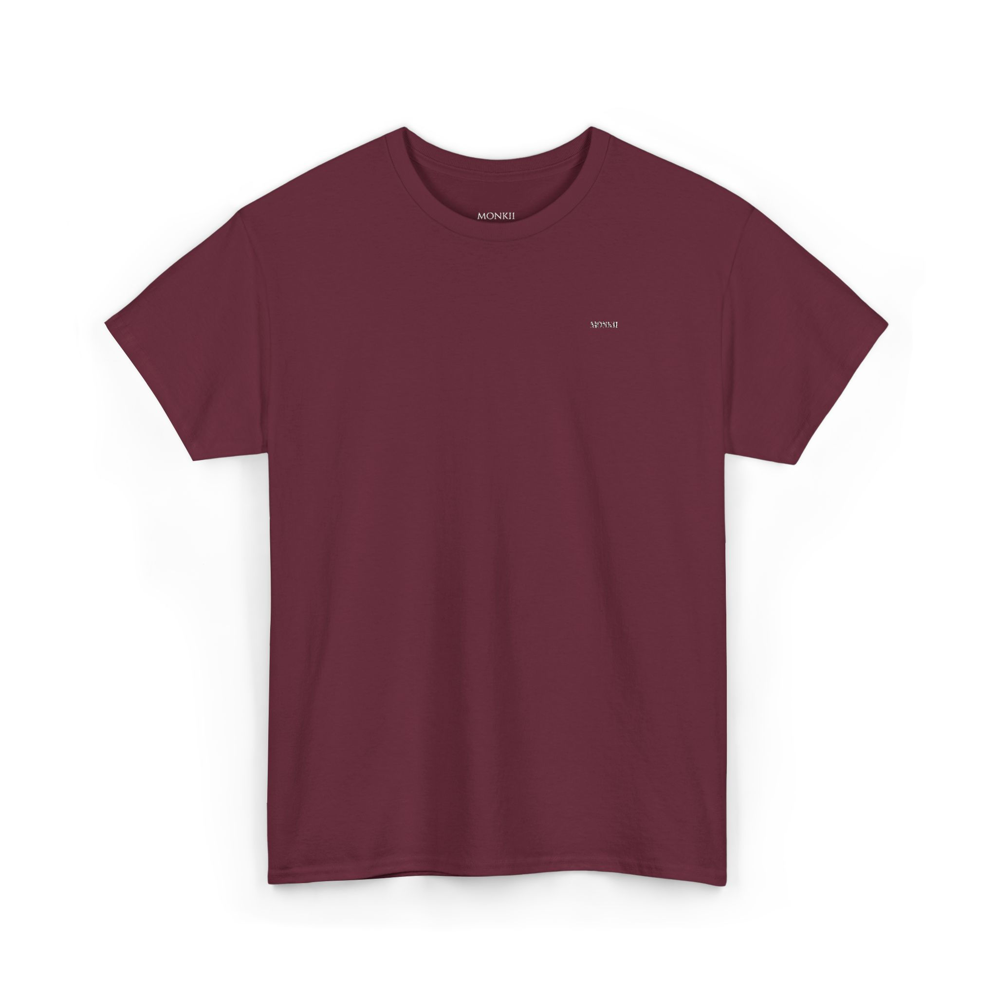 Embroidered Maroon Tee - MONKII Heavy Fashion T-Shirt