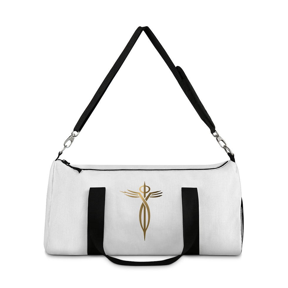 Thumbnail: White & Gold Cross Duffel Bag — Travel & Gym Carryall