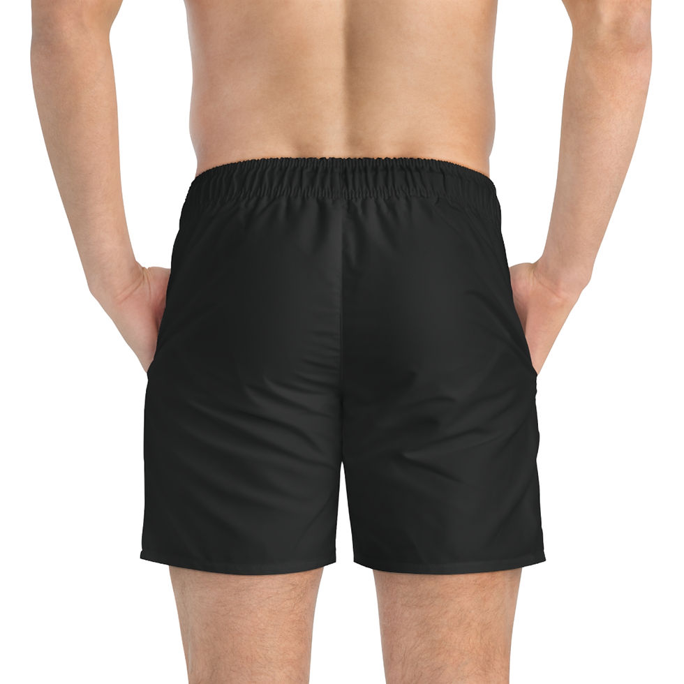 Thumbnail: Black Minimal Logo Swim Trunks - VF Monogram Beach Shorts