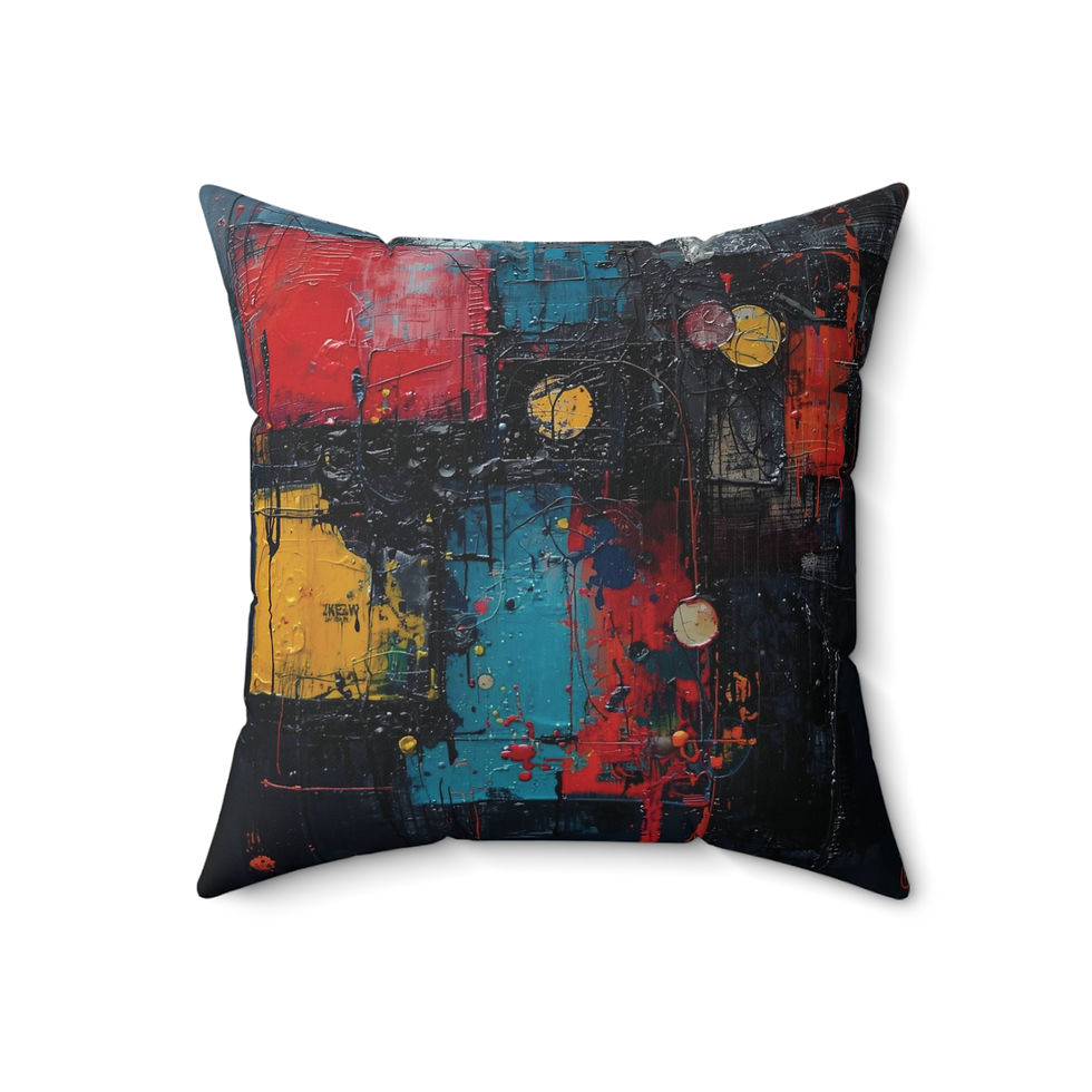 Thumbnail: Abstract Color Block Square Pillow – Colorful Contemporary Art Throw Cushion