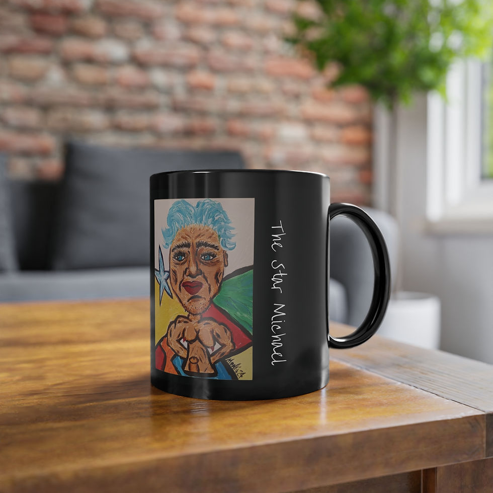 Michael | Black Coffee Mug 11oz by MONKII – Perfect for Art & Coffee Lovers
