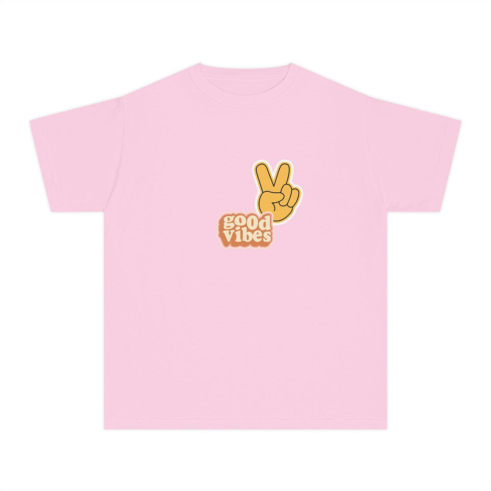 Thumbnail: Youth Tee — Retro "Good Vibes" Peace Sign Graphic