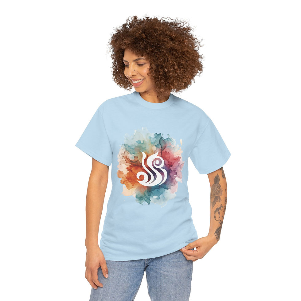 Thumbnail: Watercolor Yoga Symbol Tee – Spiritual Lotus Splash T-Shirt