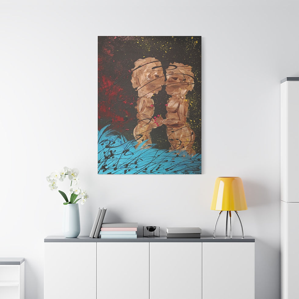 Thumbnail: "Energies" Romantic Canvas Wall Art Print by MONKII — Beautiful Couple Painting