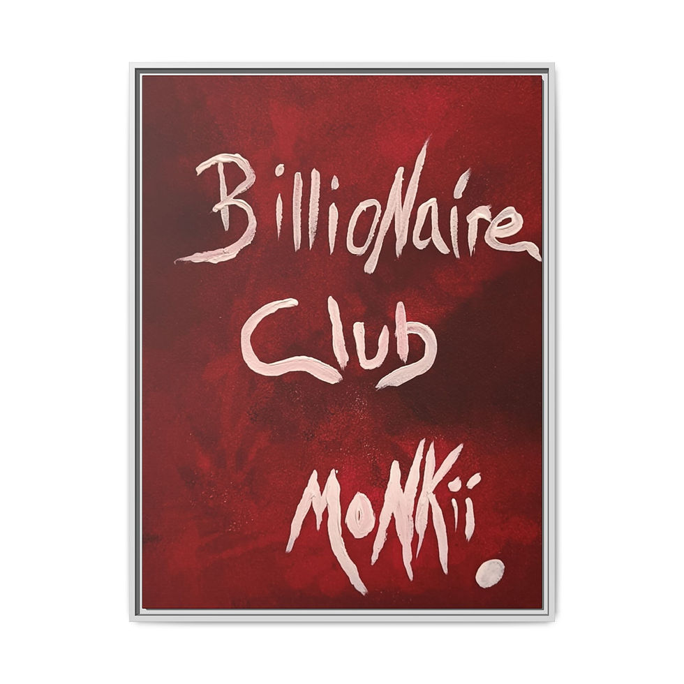 Thumbnail: 'Billionaire Club' Red Framed Canvas Art Print | Contemporary Art by MONKII