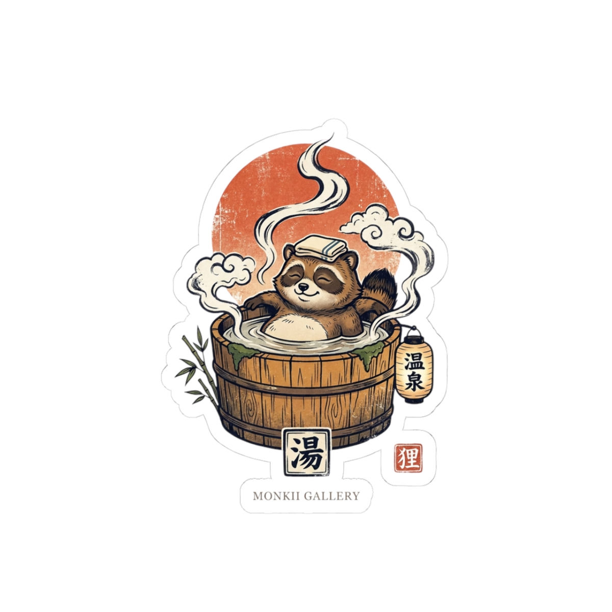 Zen Racoon Japanese Kiss-Cut Stickers