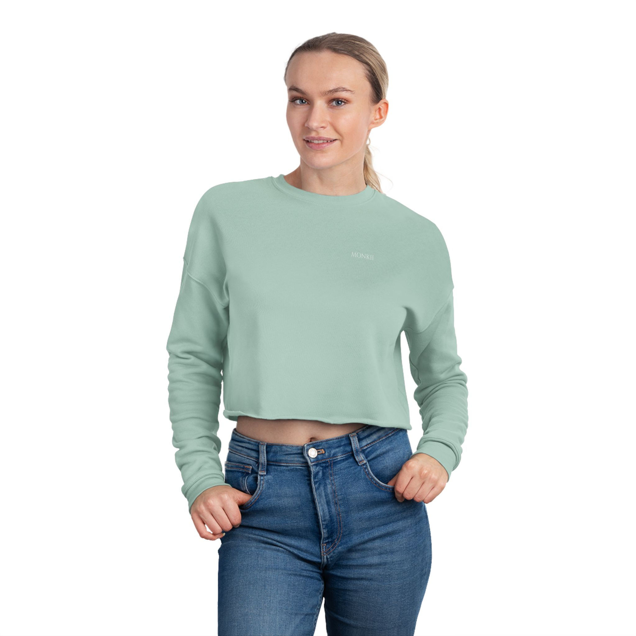 MONKII Chic Blue Women's Cropped Sweatshirt