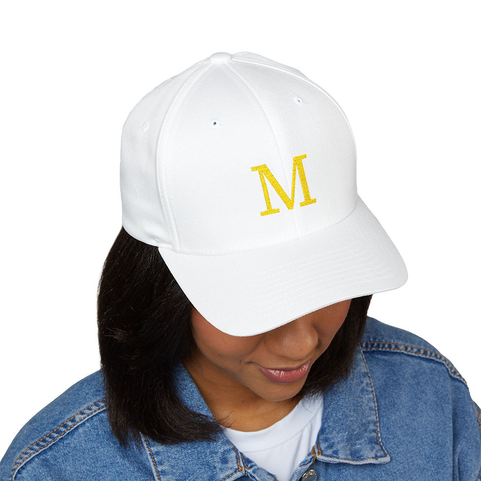 Thumbnail: Baseball Cap - MONKII Embroidered White & Gold Elegant Style