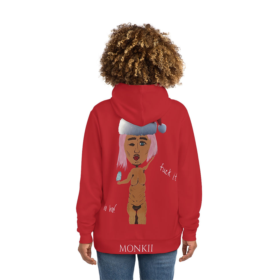 Thumbnail: Christmas Naughty Hoodie — 'Fuck It' Santa Character All-Over Print