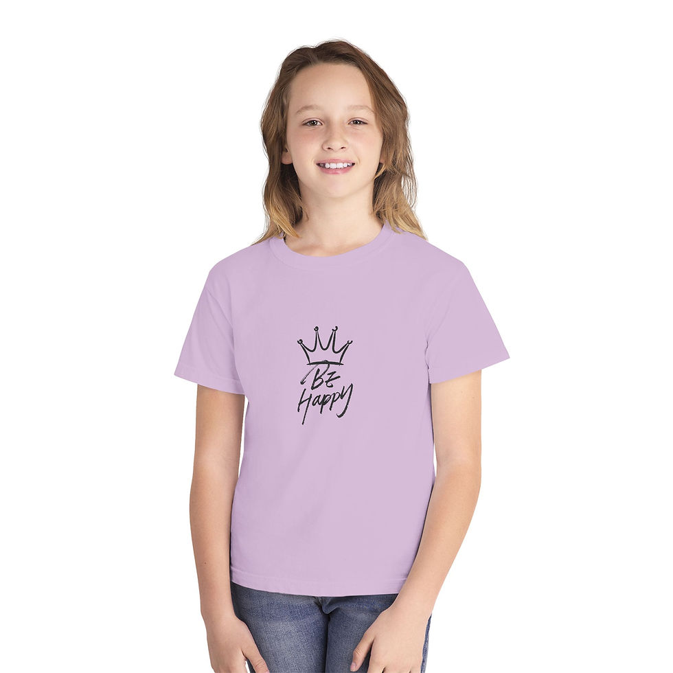 Thumbnail: Youth T‑Shirt "Be Happy" Crown Graphic — Positive Kids Tee