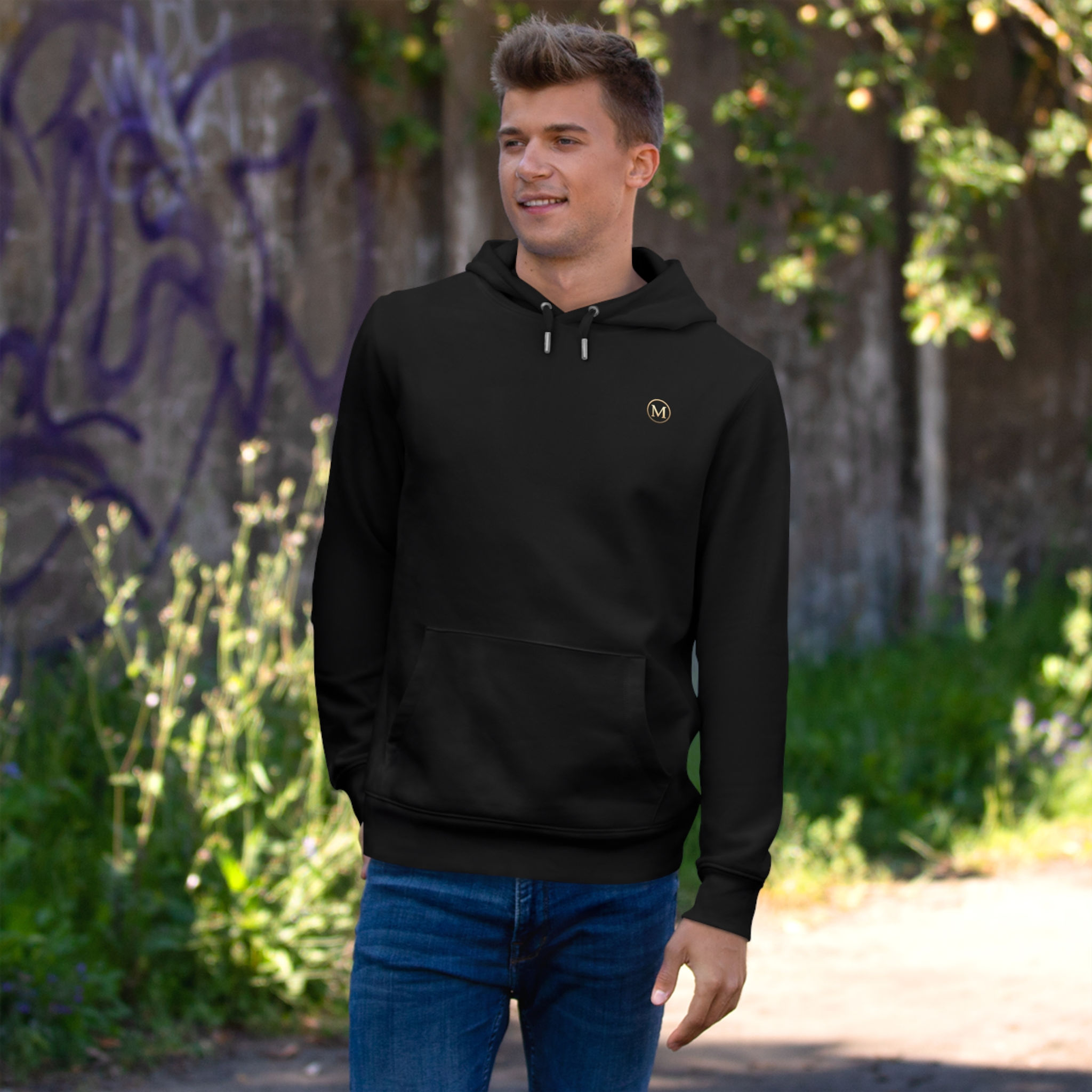 King Hoodie – Minimal Gold MONKII Logo Pullover