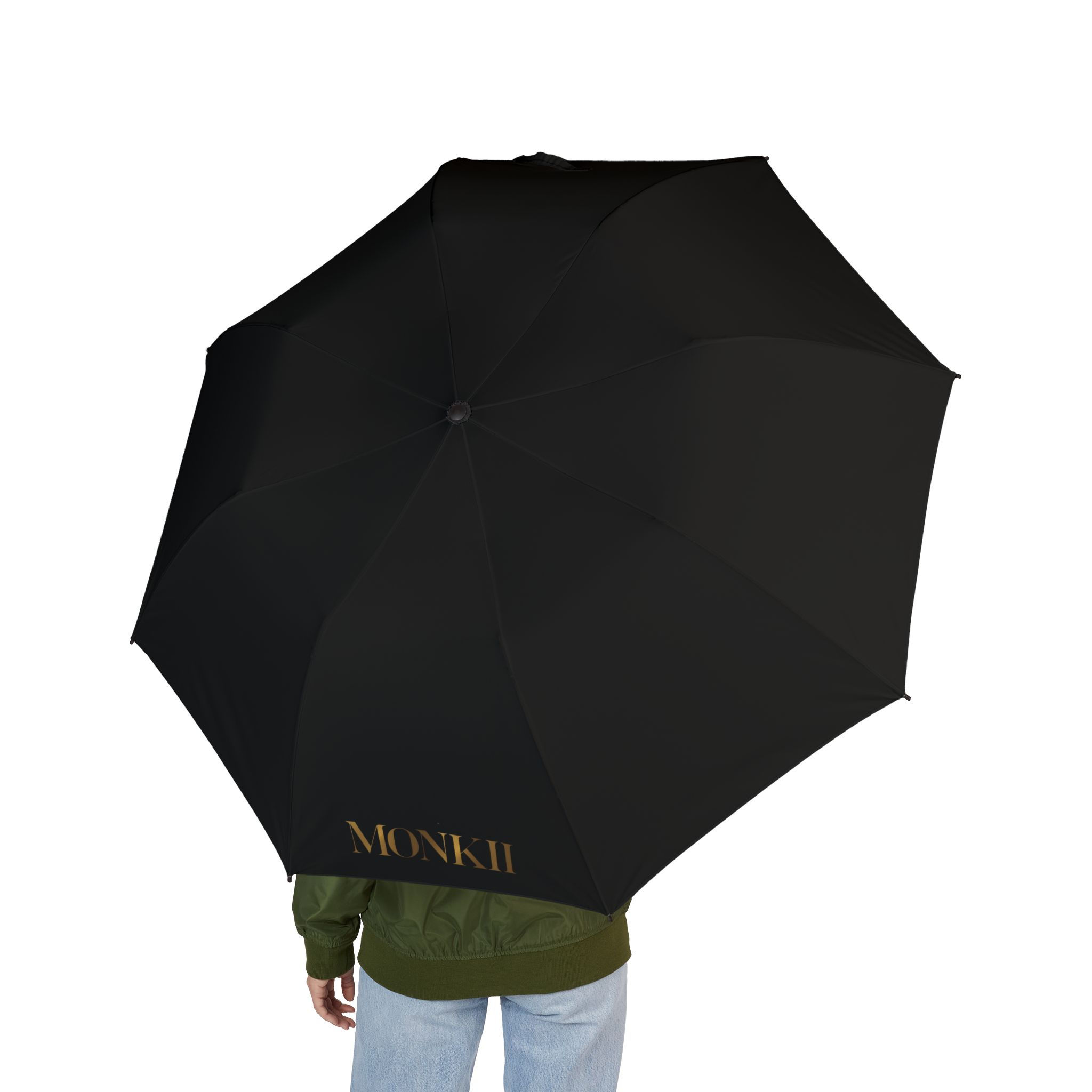 Stylish Foldable Umbrella - MONKII Clean Gold & Black Design