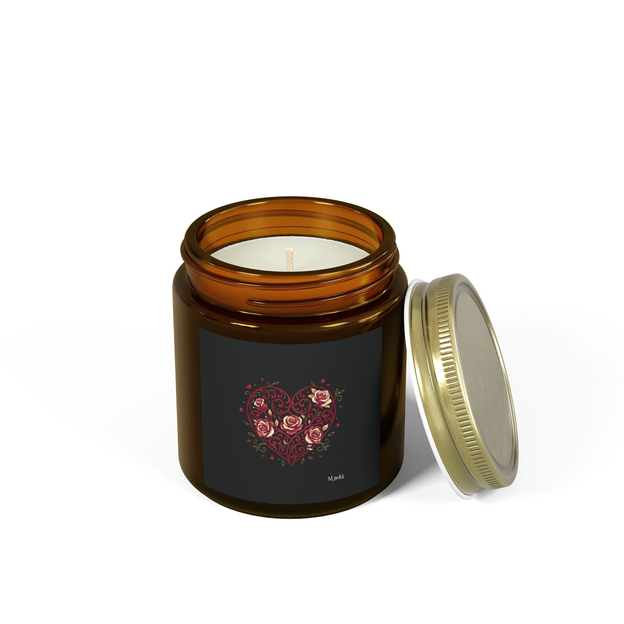 Romantic Scented Candle (4oz/9oz) — Floral Heart Candle for Relaxation & Gift
