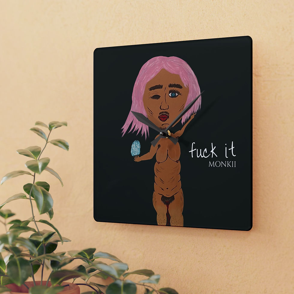 Thumbnail: Unique Artistic Acrylic Wall Clock - 'Fuck It' by MONKII