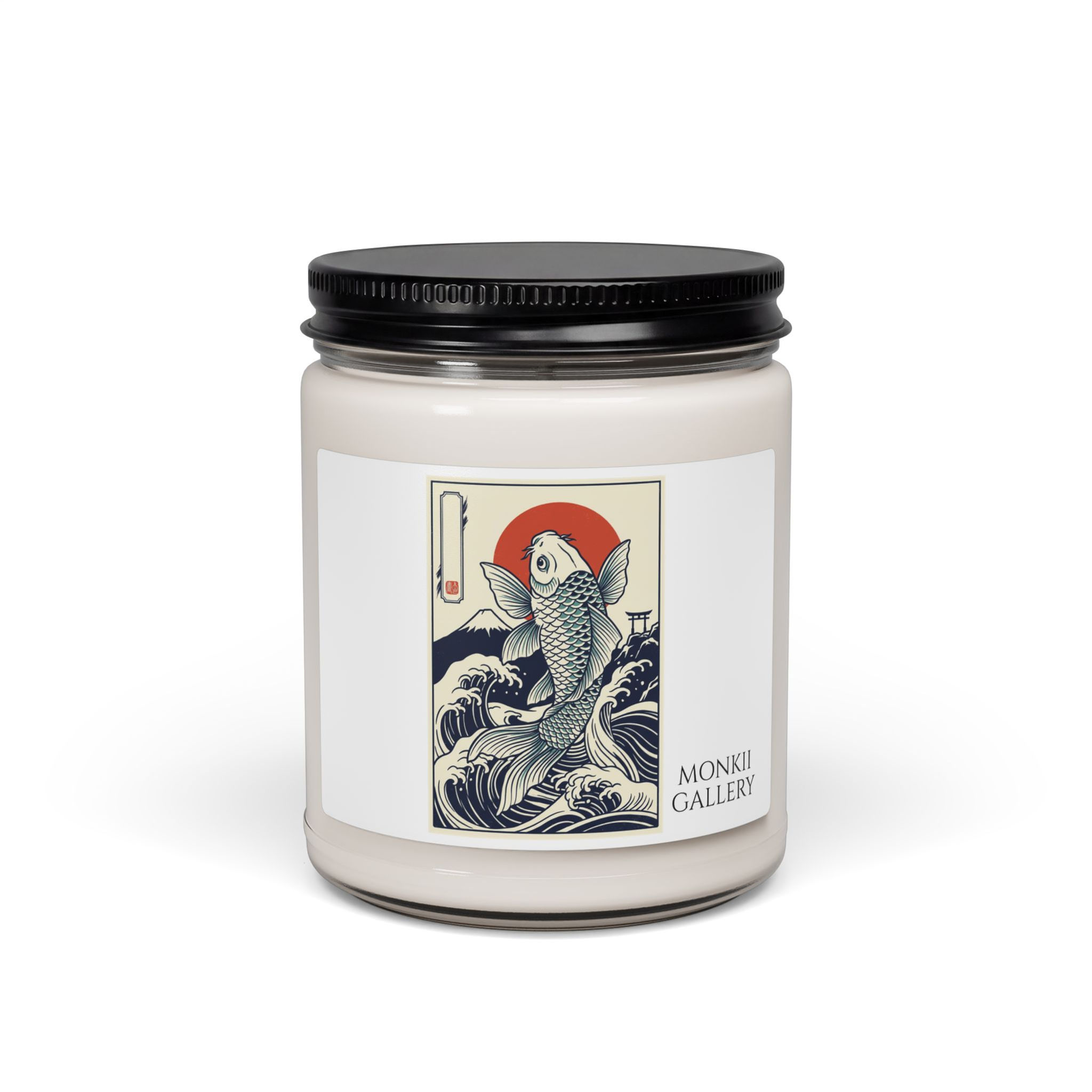 Koi Fish Waves Candle | Anime-Style Animal, Japanese Poster Art Soy Candle